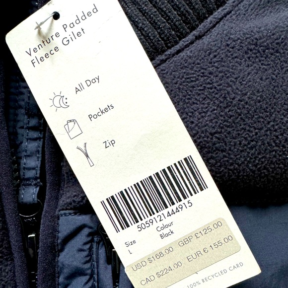 NWT Sweaty Betty Venture Padded Fleece Gilet Vest Size Large $168 - Picture 3 of 9